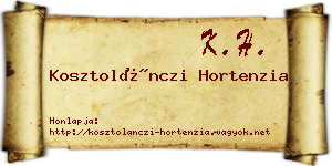 Kosztolánczi Hortenzia névjegykártya